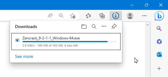 Download using Microsoft Edge - help screen 1