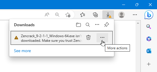 Download using Microsoft Edge - help screen 3