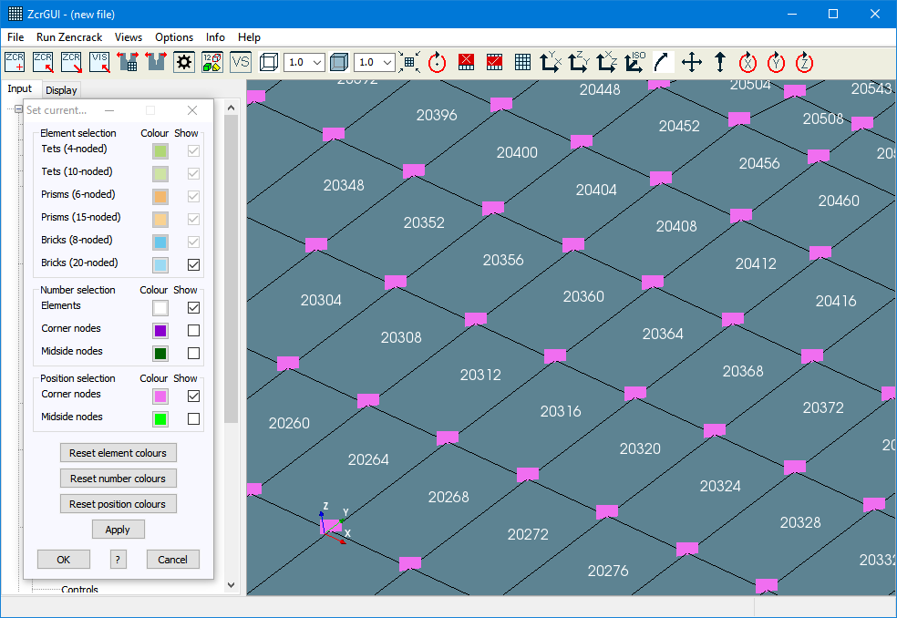 Element labels with corner nodes as points