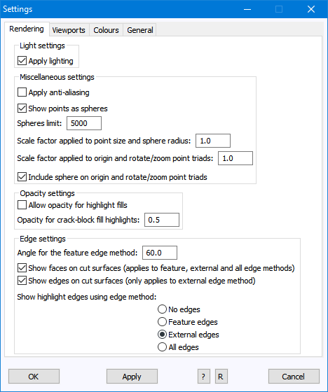 GUI v8.3-1 Settings - Rendering tab