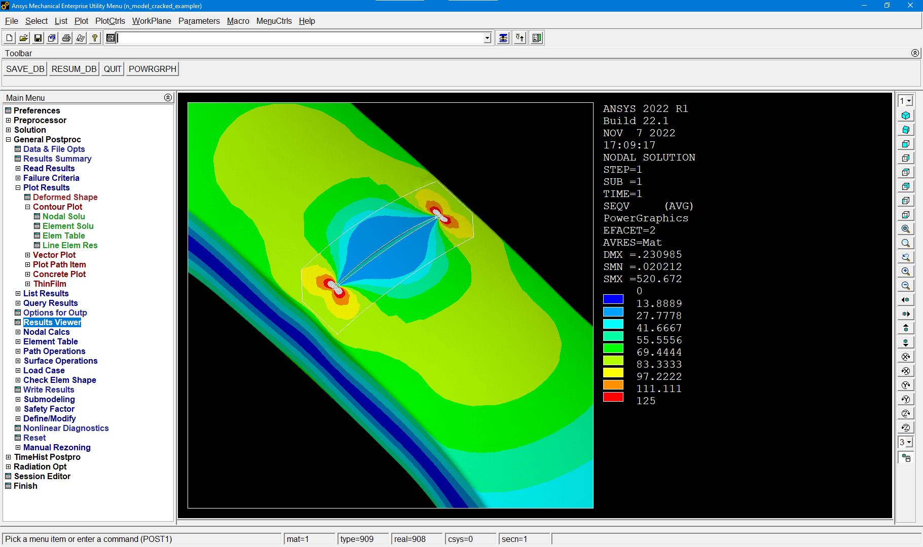 Cracked mesh in Ansys Mechanical APDL